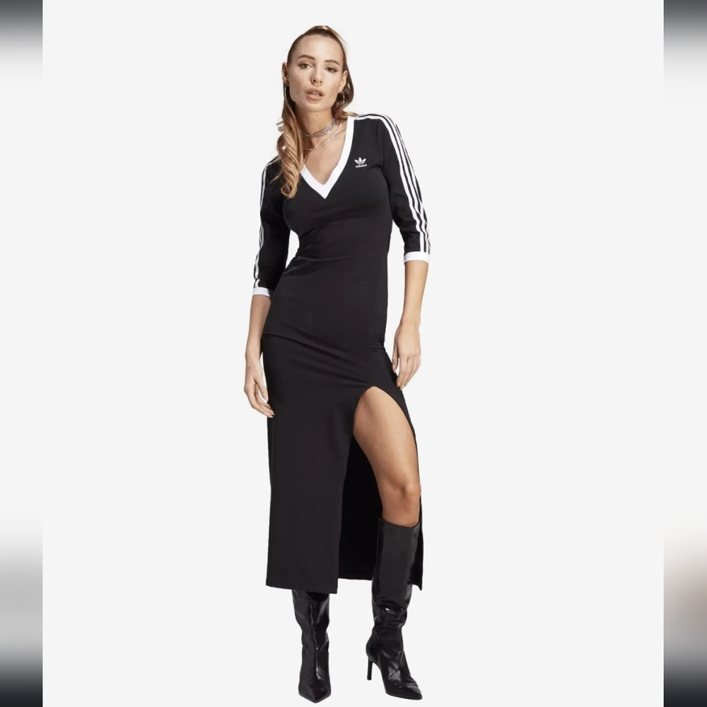 Adidas Black Dress with White Stripes